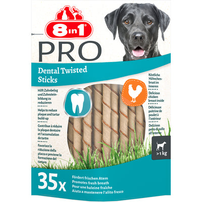 Bastoncini dental arrotolati 8in1 Delights Twisted per cani piccoli a base di pollo