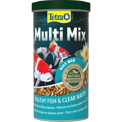 Tetrapond Multimix miscela completa per pesci da laghetto con fiocchi, stick, tavolette e gammarus naturali