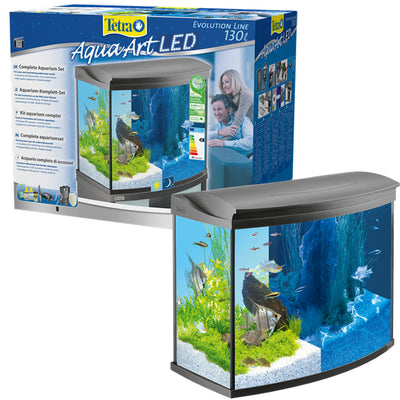 Acquario LED Tetra AquaArt 130L con vetro ricurvo, illuminazione LED integrata e filtro interno, 77 x 38 x 62 cm