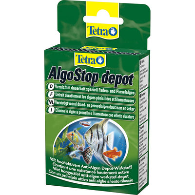 Algostop Depot pastiglie antialghe Tetra per acquari d'acqua dolce, confezione da 12 compresse