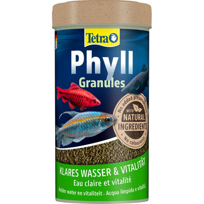 Mangime in granuli TetraPhyll per pesci vegetariani, formato 250 ml con dosatore incluso
