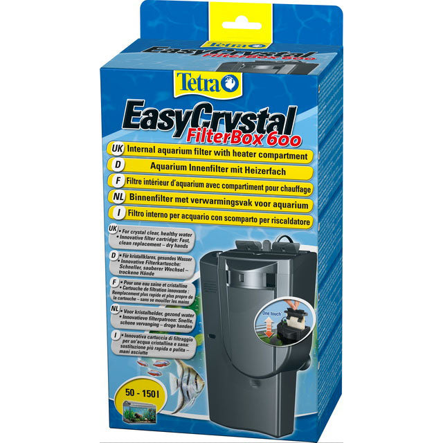 Filtro interno EasyCrystal FilterBox 600 per acquario da 50-150 litri con cartuccia filtrante e scomparto riscaldatore