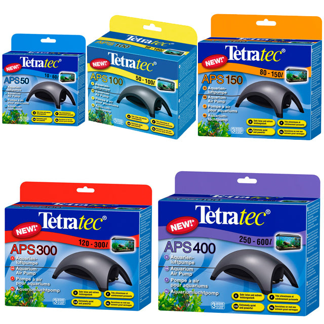 Aeratore APS Tetra silenzioso per acquario con piedini antivibranti in gomma e rubinetto di controllo