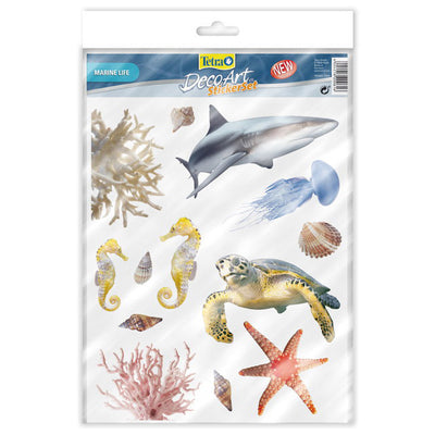 Stickerset Tetra DecoArt con adesivi decorativi a tema vita marina per acquari, formato A4