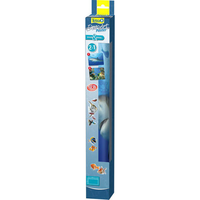 Poster decorativo acquario Tetra DecoArt Shark e Coral 60x45 cm con squalo e barriera corallina