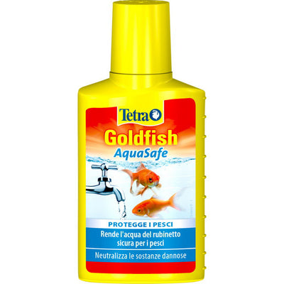 Biocondizionatore Tetra Goldfish AquaSafe per pesci rossi e acqua fredda, flacone liquido