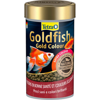 Mangime in granuli Tetra Goldfish Gold Colour per pesci rossi d'acqua fredda con Spirulina e carotenoidi
