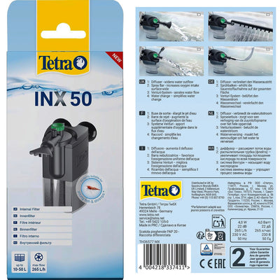 Tetra INX 50 Filtro Interno per Acquario – Sistema di filtrazione interno compatto per mantenere l'acqua pulita e limpida