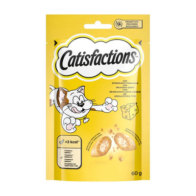 Snack per gatti al formaggio Catisfactions, bocconcini croccanti e cremosi da 60 g