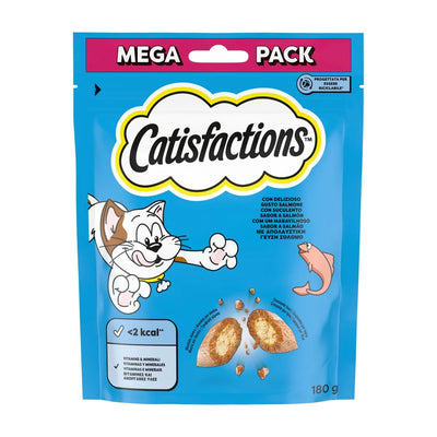 Snack CATISFACTIONS al salmone per gatti, bocconcini con doppia consistenza, confezione 180g