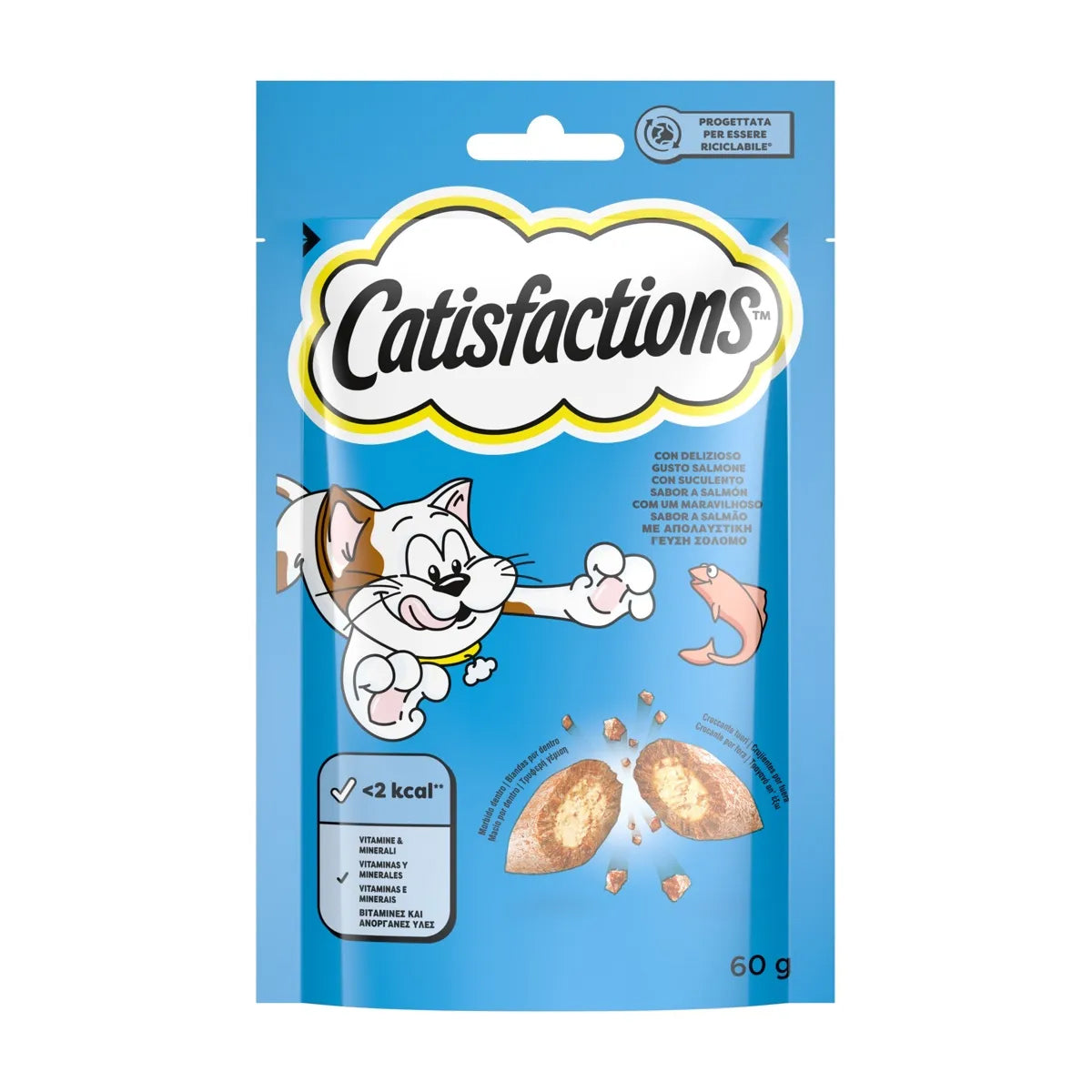 Catisfactions Salmone snack per gatti bocconcini croccanti cremosi 60 g