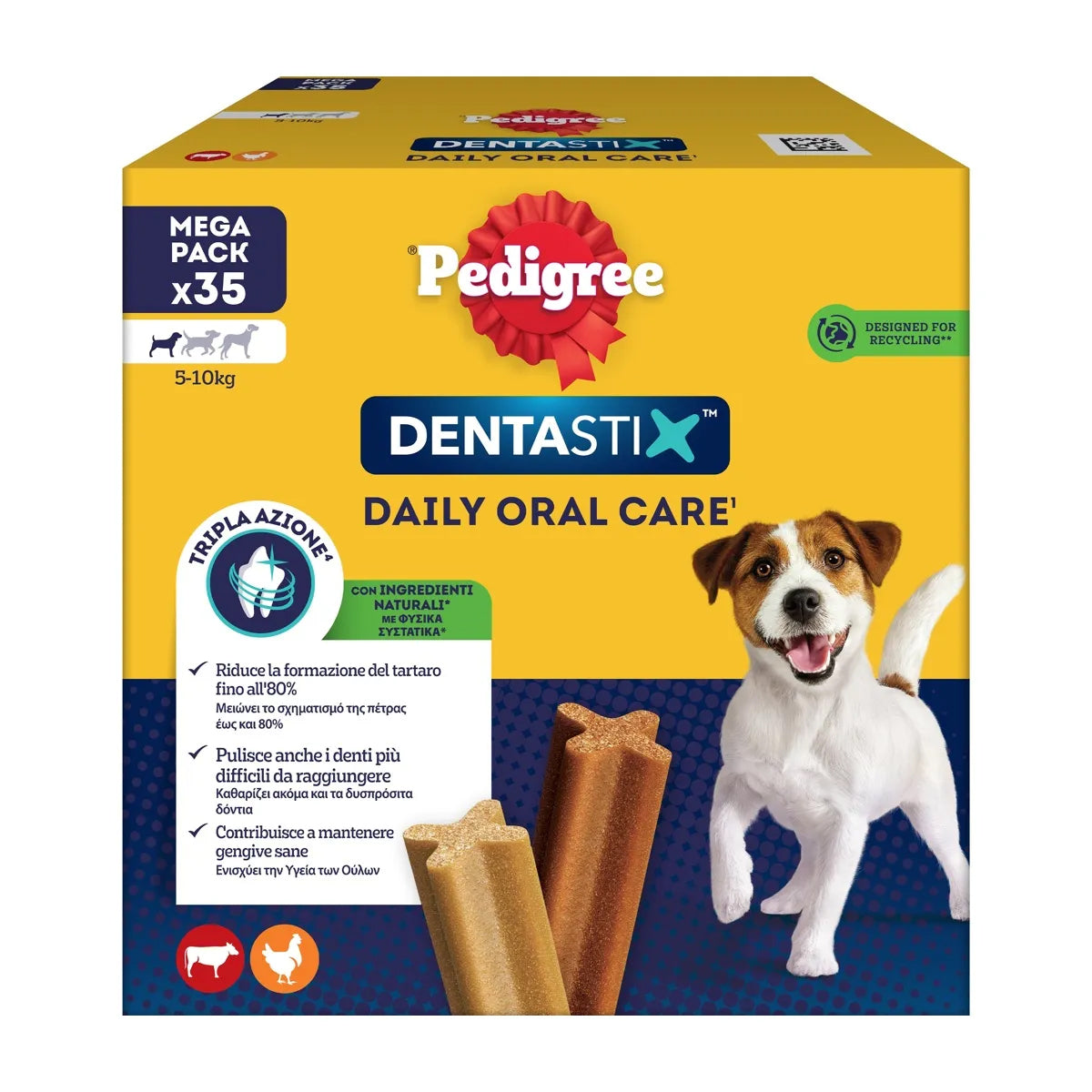 Snack dentale Dentastix Multipack Small per cani piccoli, 35 pezzi in forma a X