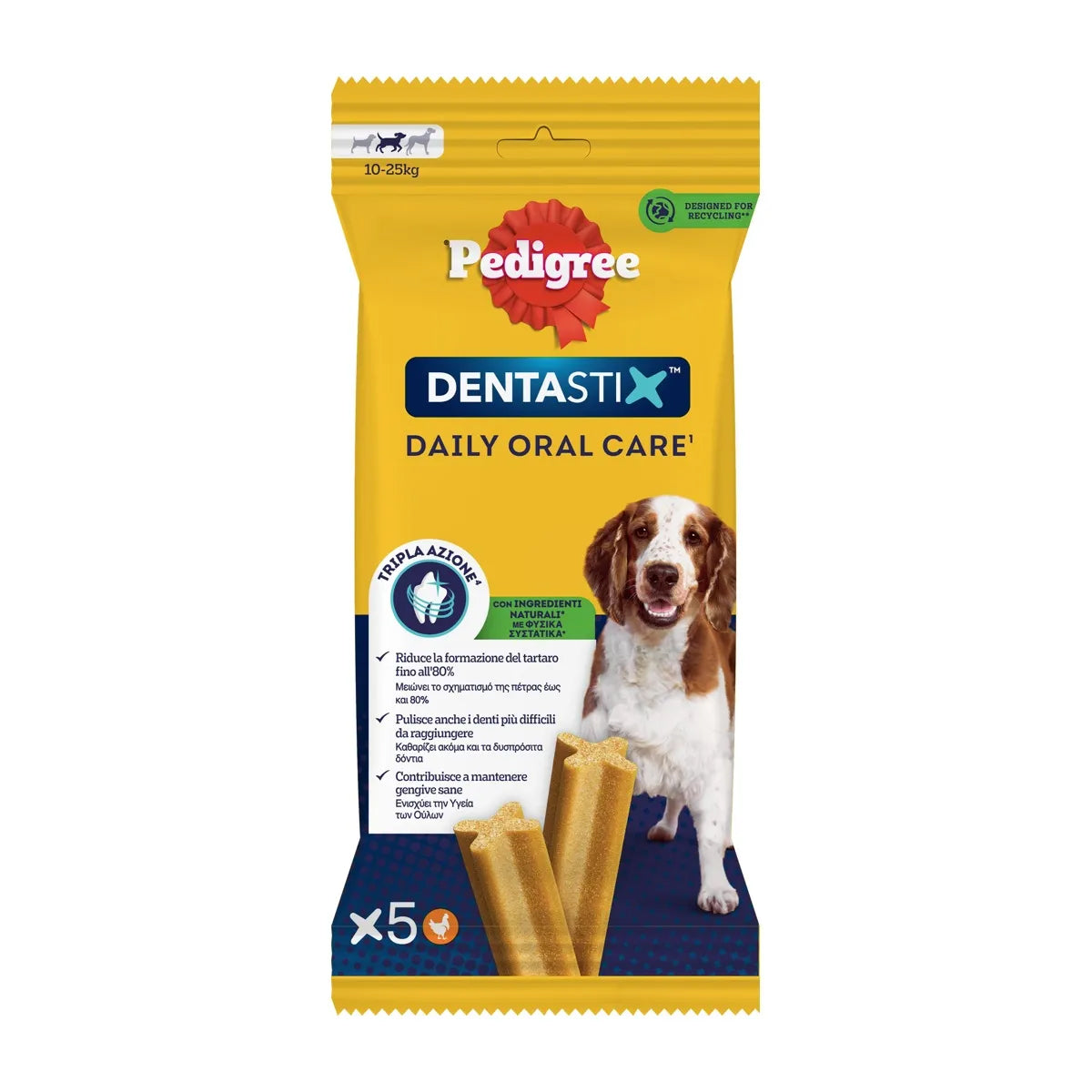 DENTASTIX Singolo Medium snack dentale per cani 128g 5 bastoncini