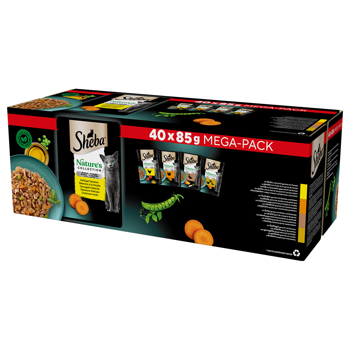 Buste Sheba Nature's Collection Selezione Delicata in Gelatina per gatti adulti, 40 x 85 g