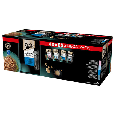 Sheba Sauce Collection Selezione Mare buste per gatti adulti, 40 x 85 g