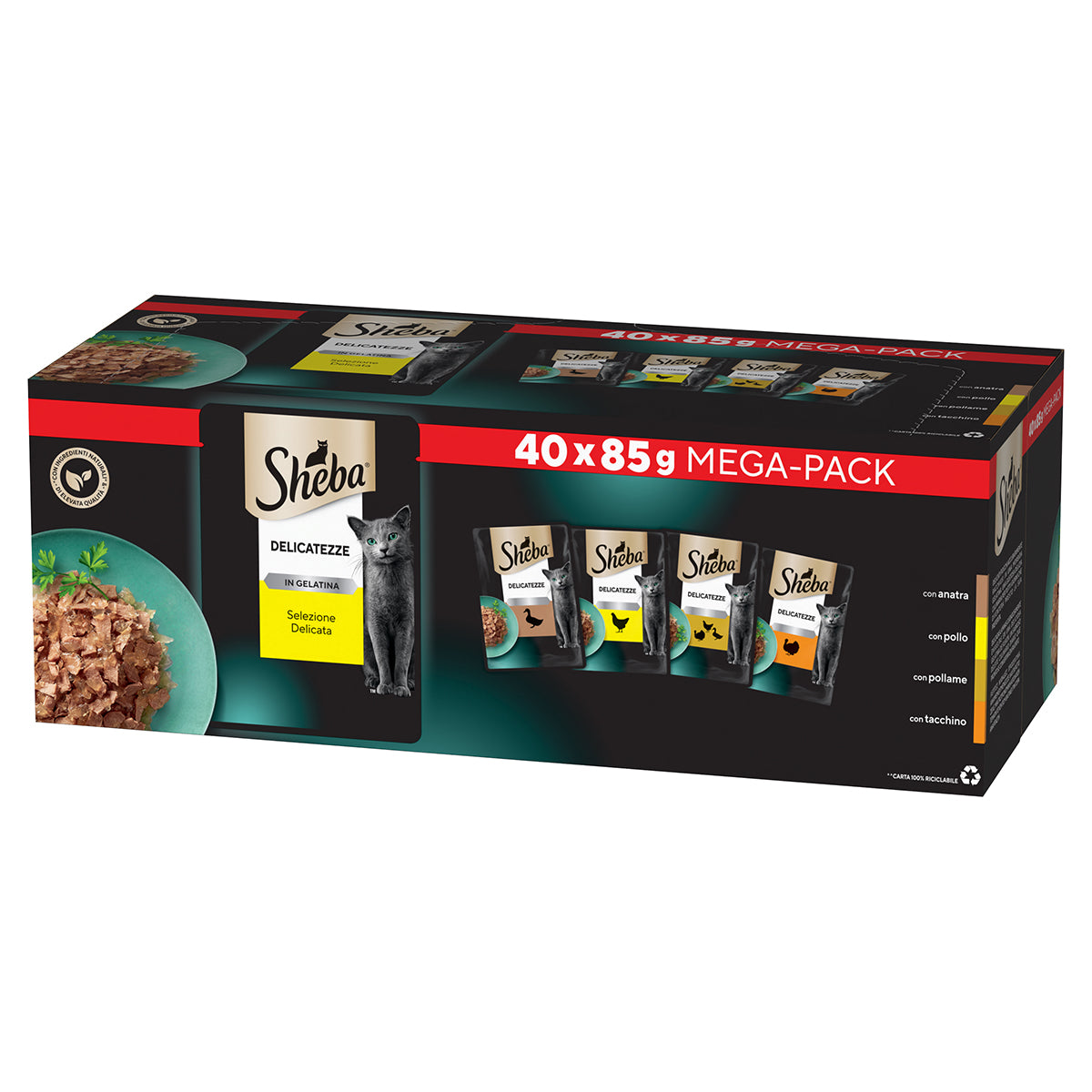 Sheba Delicatezze Selezione Delicata in Gelatina per gatti, confezione da 40 bustine da 85 g