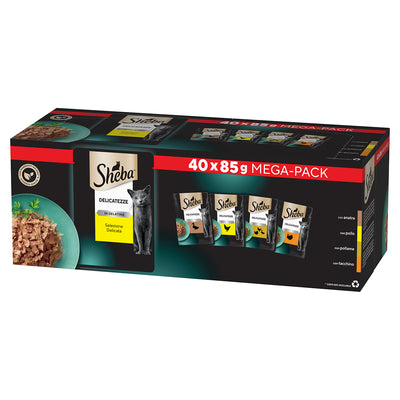 Sheba Delicatezze Selezione Delicata in Gelatina per gatti, confezione da 40 bustine da 85 g