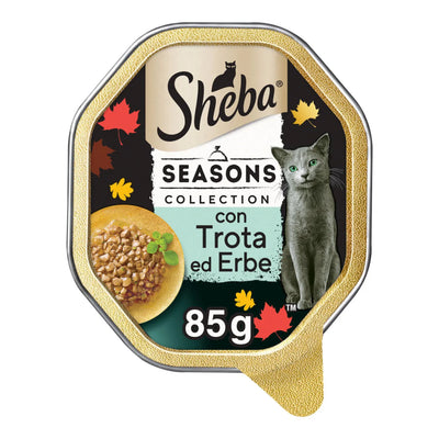 Sheba Seasons Collection alimento umido per gatti in salsa con trota ed erbe aromatiche, vaschetta 85 g