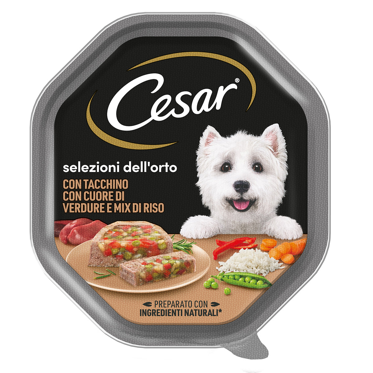Paté Cesar Cuore di Verdure con Tacchino per cani, confezione da 150 g
