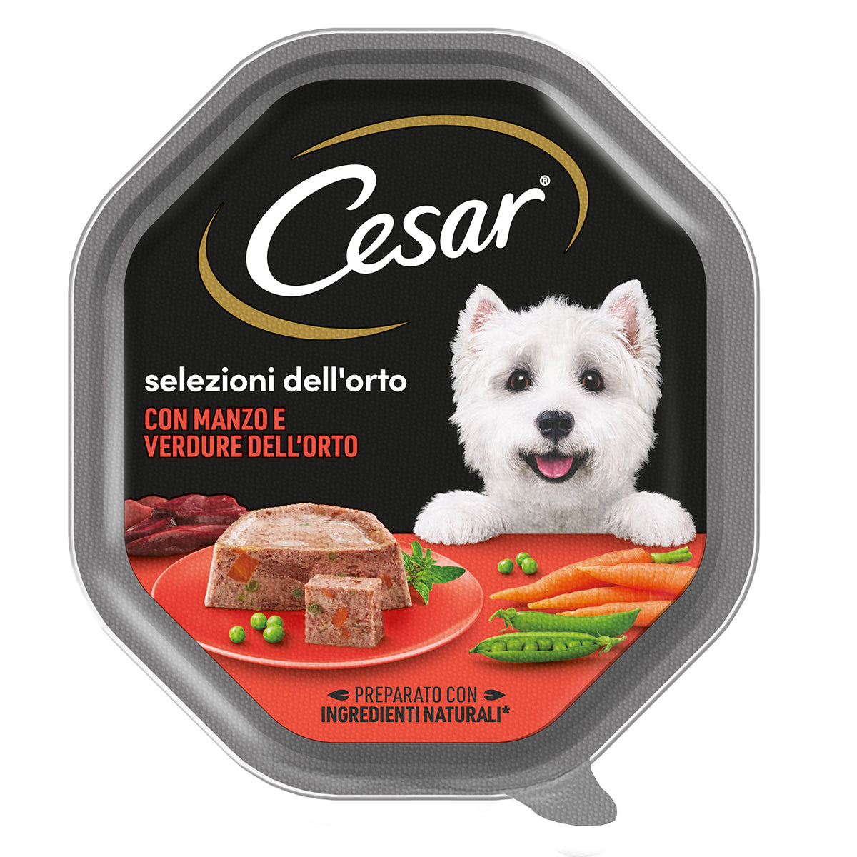 Paté umido Cesar Selezioni dell'Orto per cani, manzo e verdure, confezione 150g