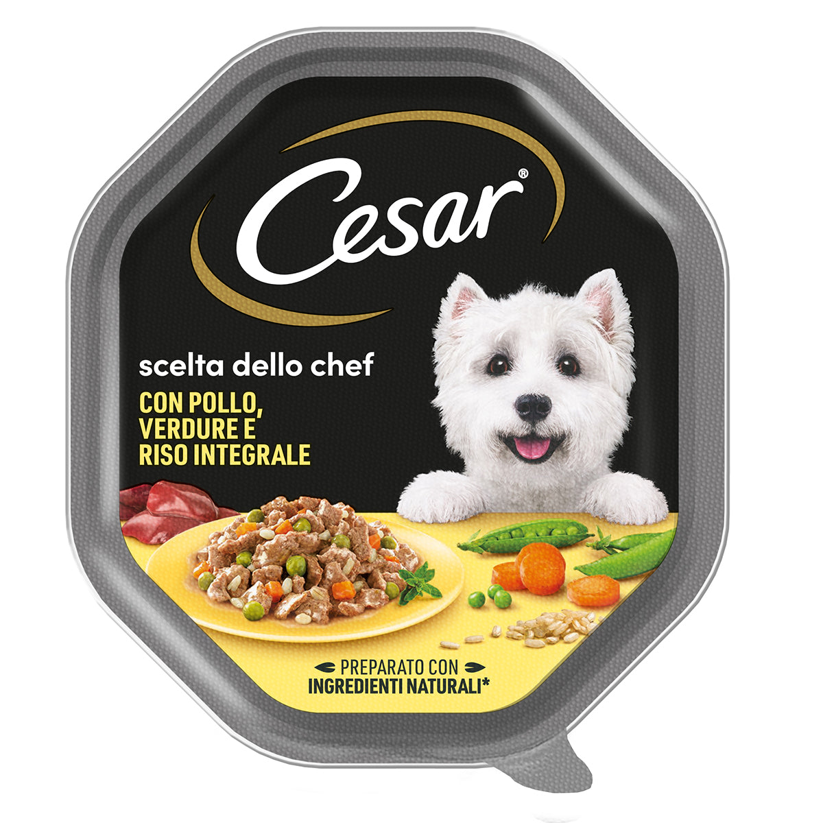 Alimento umido Cesar Scelta dello Chef con pollo, riso e verdure, vaschetta da 150 g per cani