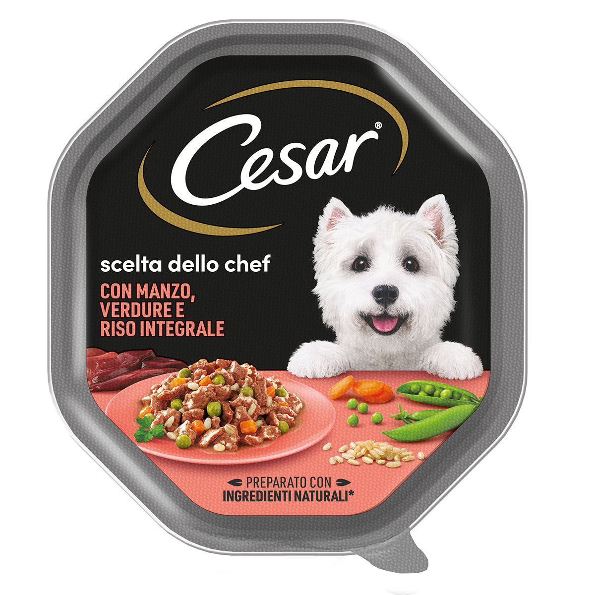 Alimento umido Cesar Scelta dello Chef Manzo Riso Verdure per cani adulti, vaschetta 150g