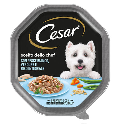 Alimento umido Cesar Scelta dello Chef Pesce Riso Verdure per cani, vaschetta 150 g