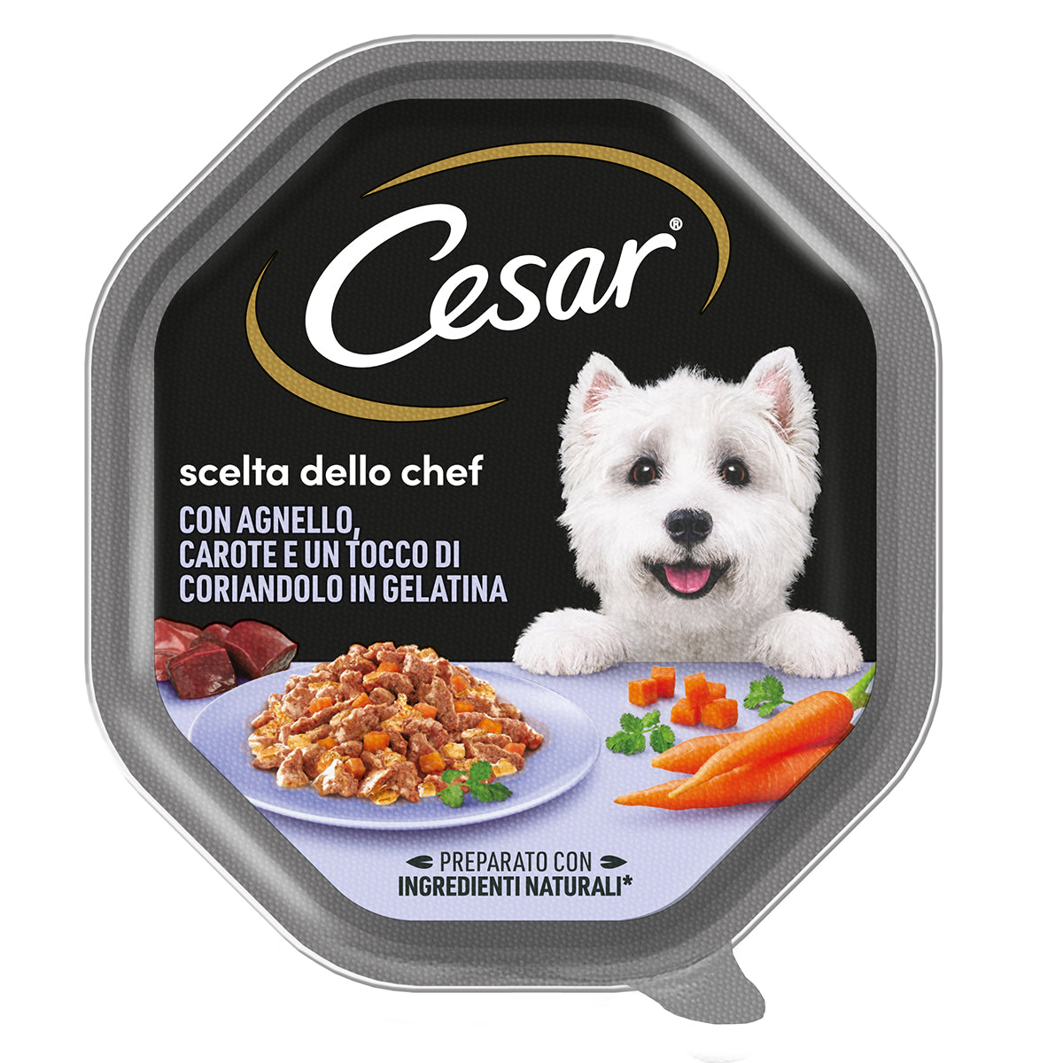 Cesar Scelta dello Chef Agnello, Carote e Coriandolo 150g vaschetta umida per cani