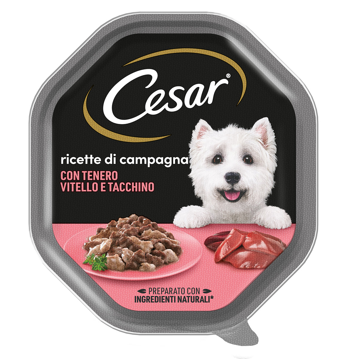 Cesar Ricette di Campagna Vitello e Tacchino 150g alimento umido per cani in vaschetta