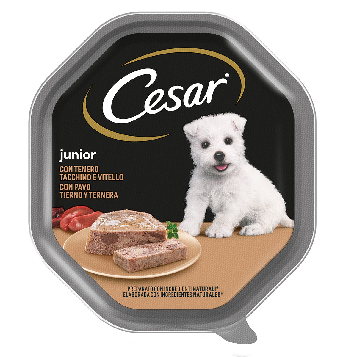 Mangime umido Cesar Junior Vitello e Tacchino 150g per cuccioli di cane
